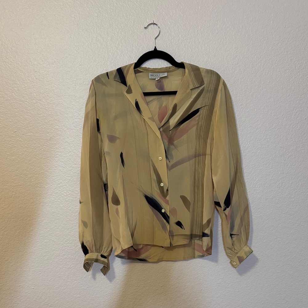 Nicole Abstract Beige and Black Blouse